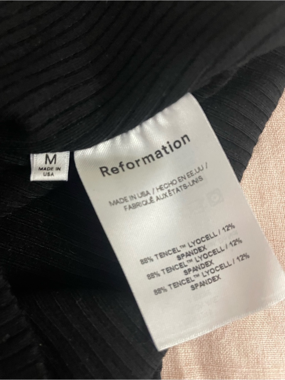 Reformation Black Notch-Neck Ribbed Tank Top - Women - Picture 5 of 6